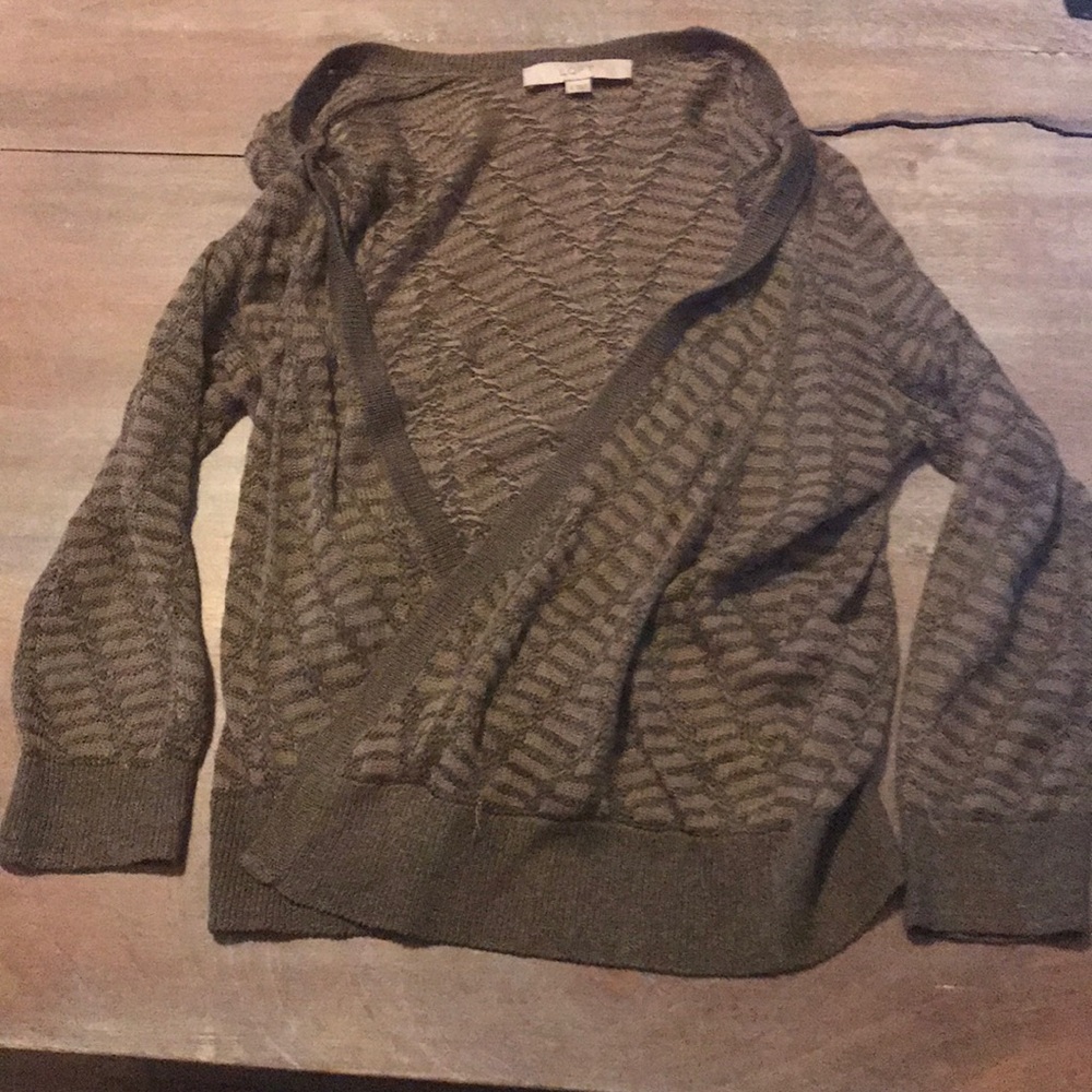 Loft gray knit cardigon size S